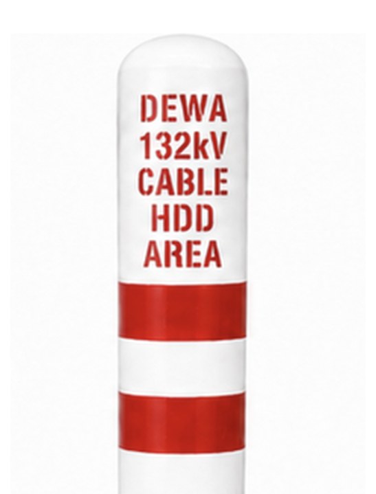 Marker head stencilled DEWA 132kV CABLE HDD AREA