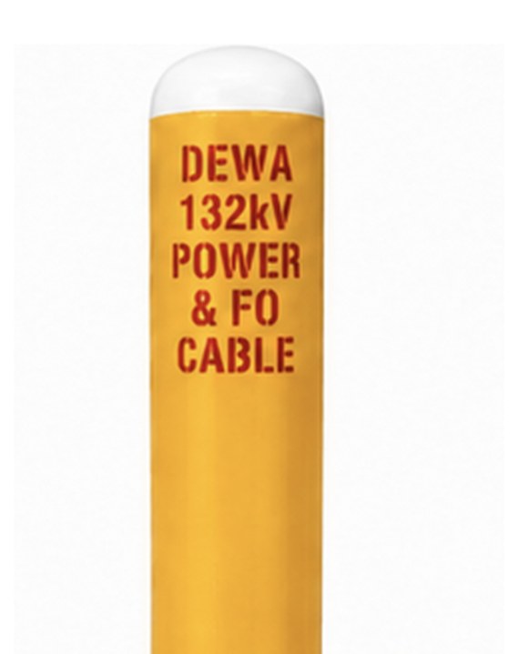 Full yellow marker head stencilled DEWA 132kV POWER & FO CABLE